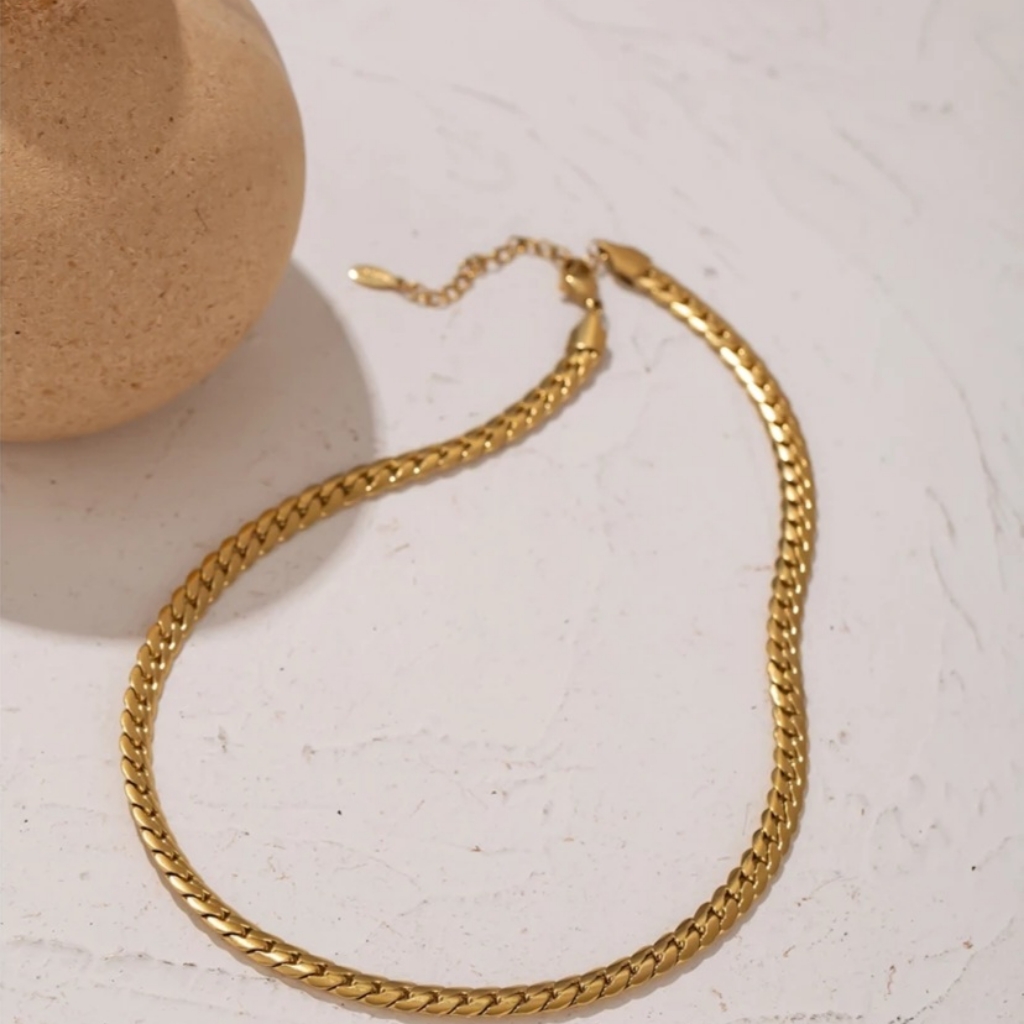 18k Gold Plated Snake Chain Unisex Choker Necklace